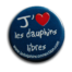 Badge bleu J'aime les dauphins libres